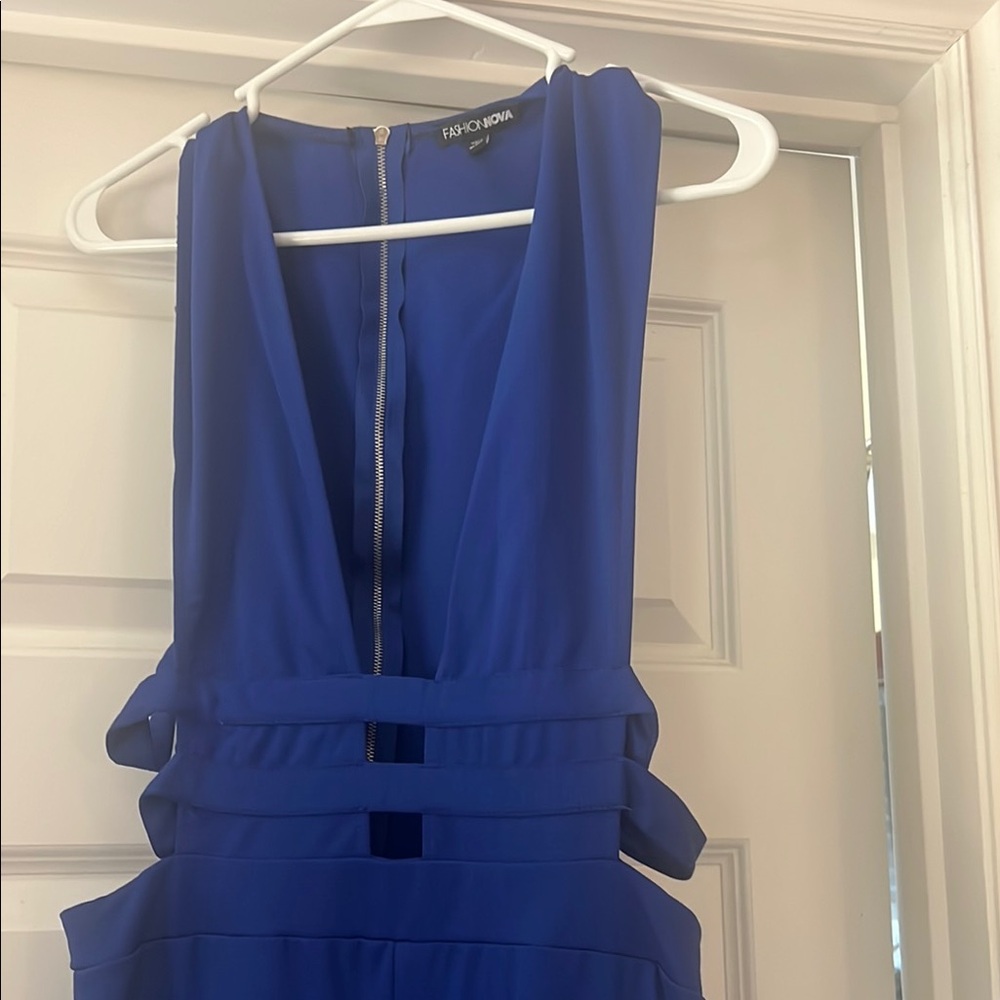 Fashion Nova Royal Blue Backless Dress